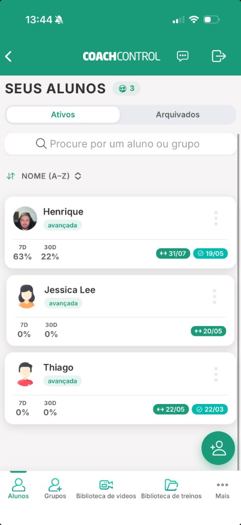 App Coach Control no celular
